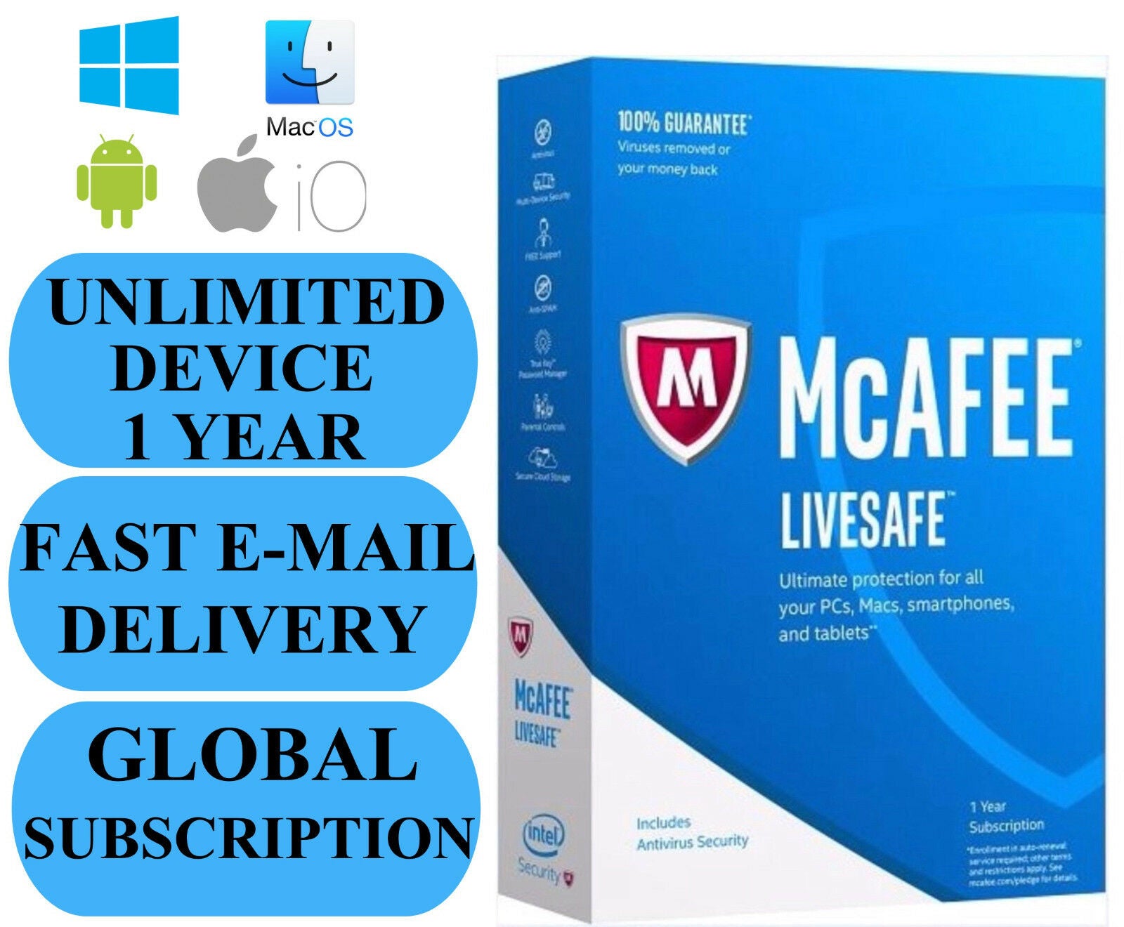 McAfee LiveSafe 1-Year / Unlimited Devices