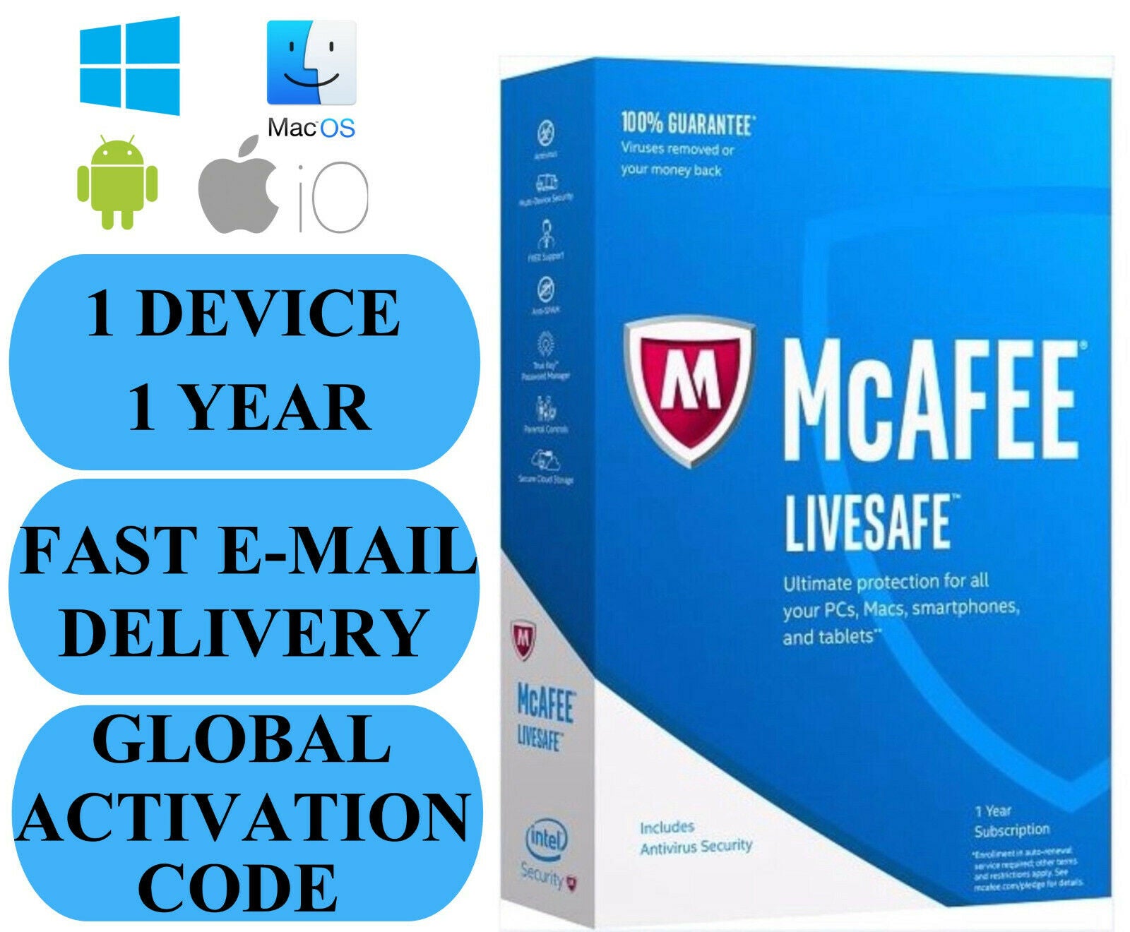 McAfee LiveSafe - 1-Year / 1 Device