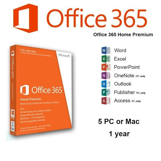 Microsoft Office 365 Home Premium – 1 Year / 5 PC Or MAC