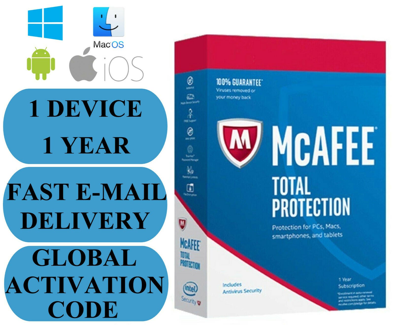 McAfee Total Protection - 1 Year With 1 Year Remote Support